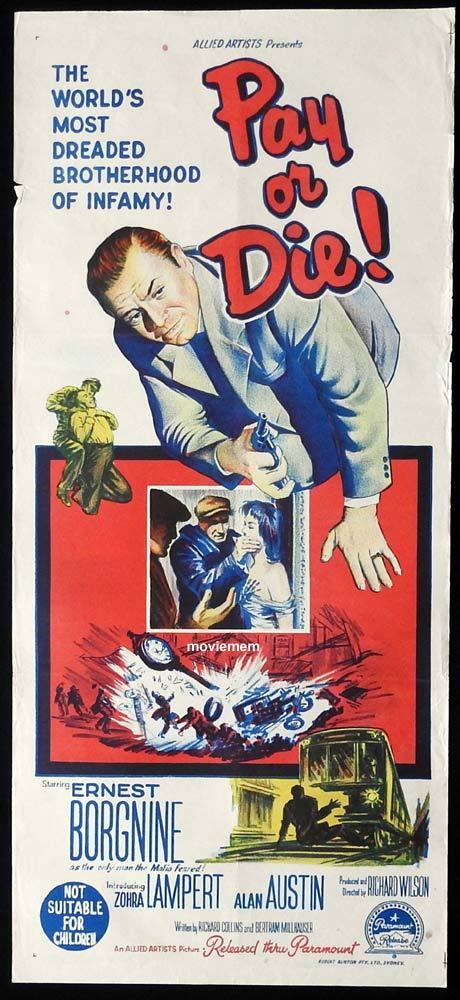 PAY OR DIE Original Daybill Movie Poster Ernest Borgnine Zohra Lamper