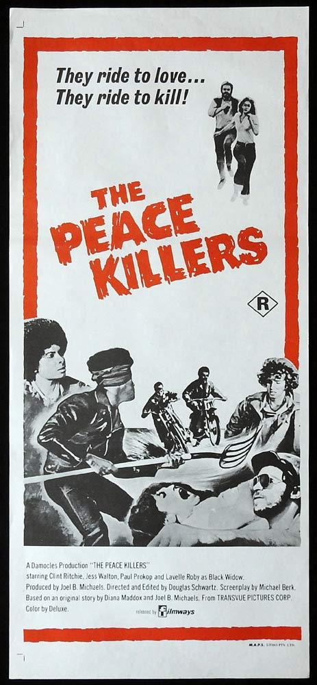 THE PEACE KILLERS Original Daybill Movie Poster MotorCycle Biker