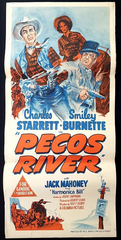 PECOS RIVER Original Daybill Movie poster Charles Starrett