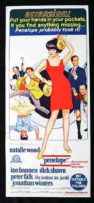 PENELOPE Daybill Movie Poster Natalie Wood Peter Falk