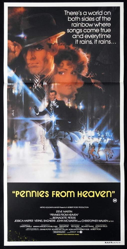 PENNIES FROM HEAVEN Rare Daybill Movie poster Steve Martin Bernadette Peters