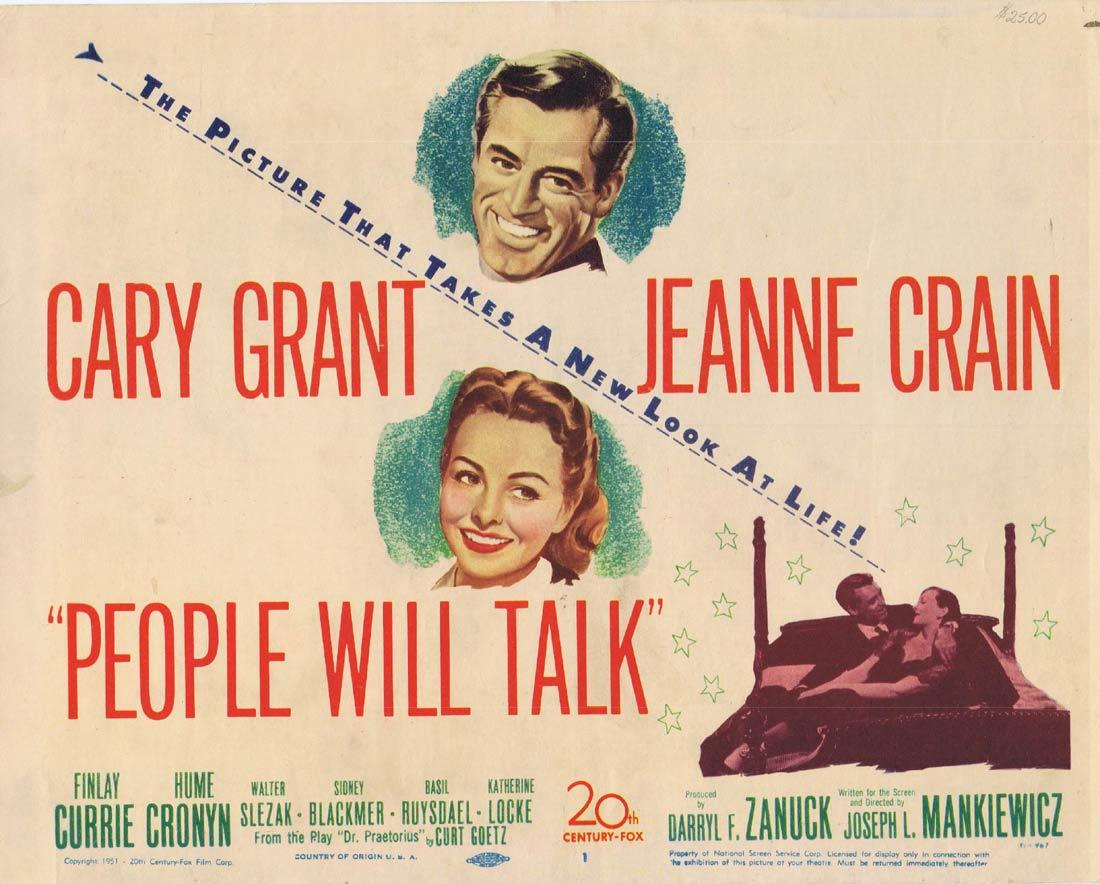 PEOPLE WILL TALK Title Lobby Card Cary Grant Jeanne Crain Hume Cronyn