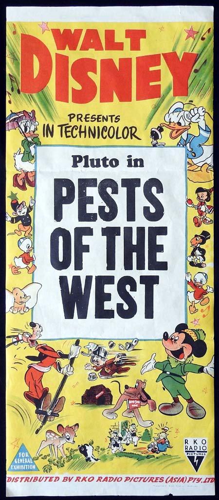 PESTS OF THE WEST Original Daybill Movie Poster PLUTO DISNEY SHORT 1950