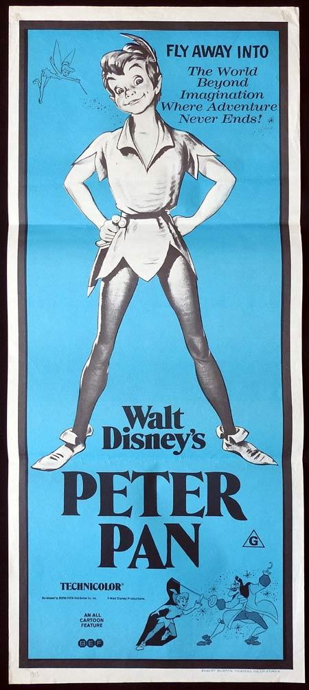 PETER PAN Original daybill Movie Poster Disney 1970sr