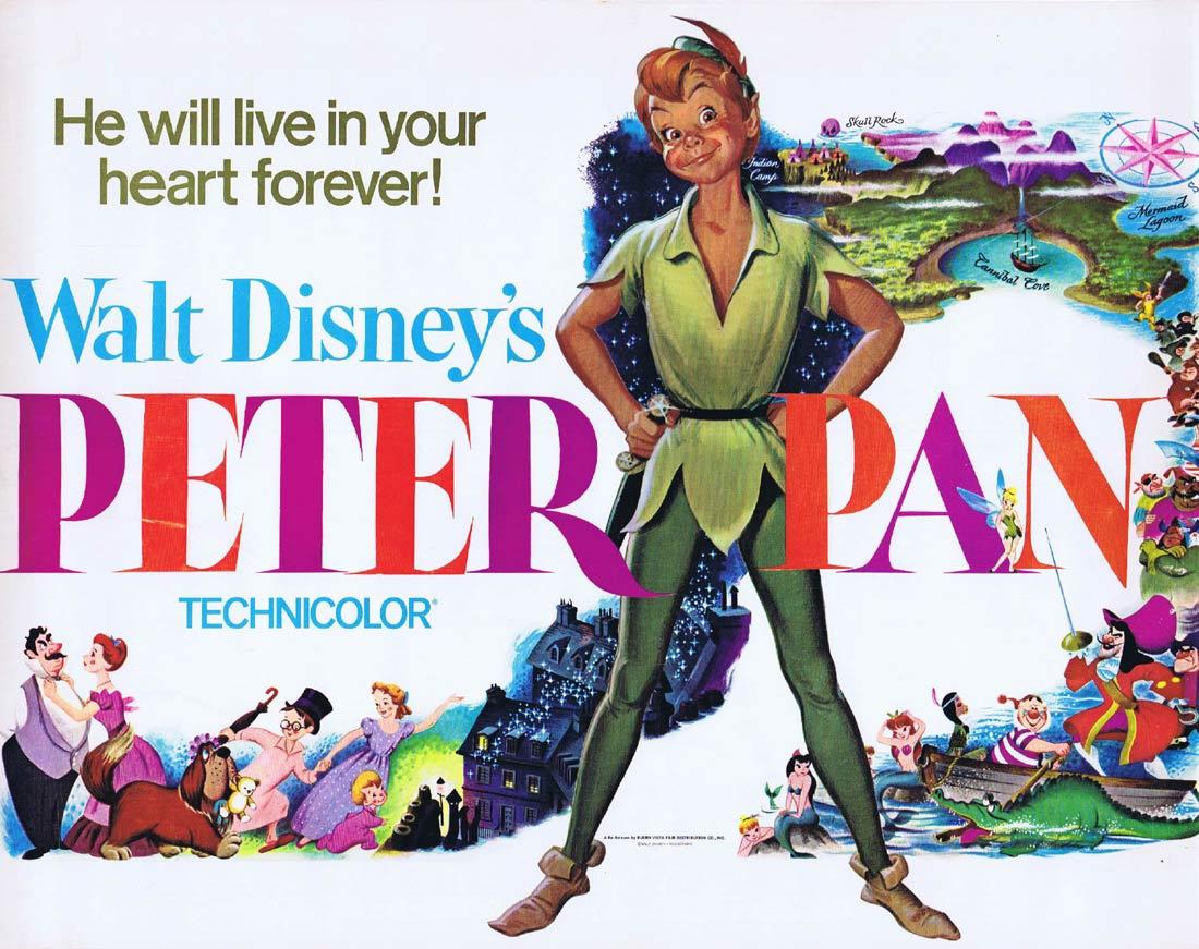 PETER PAN Vintage Title Lobby Card Walt Disney 1969r