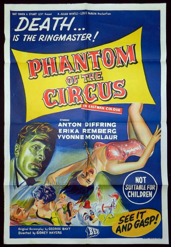 PHANTOM OF THE CIRCUS Original AUSTRALIAN ONE SHEET Movie poster Anton Diffring