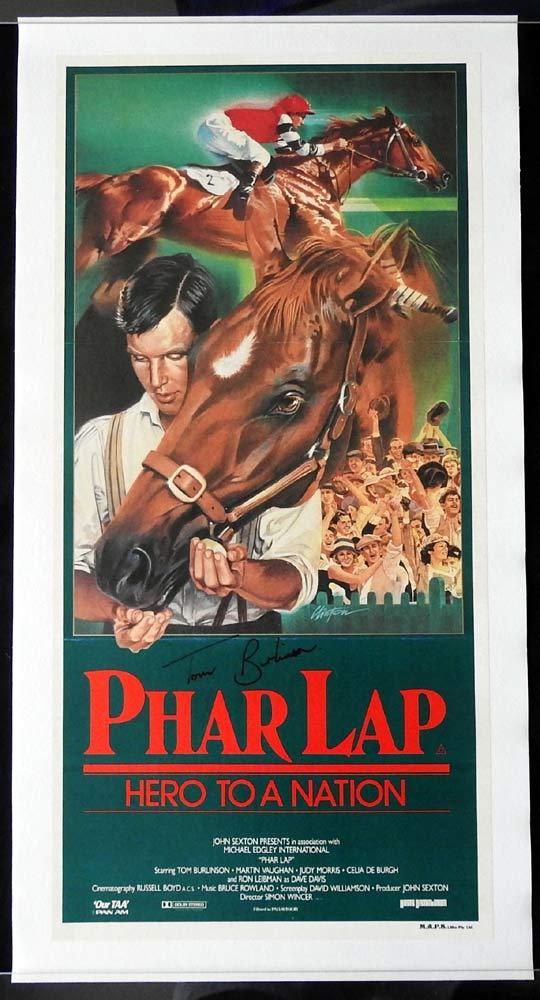 PHAR LAP Daybill Movie poster LINEN BACKED Tom Burlinson Autograph