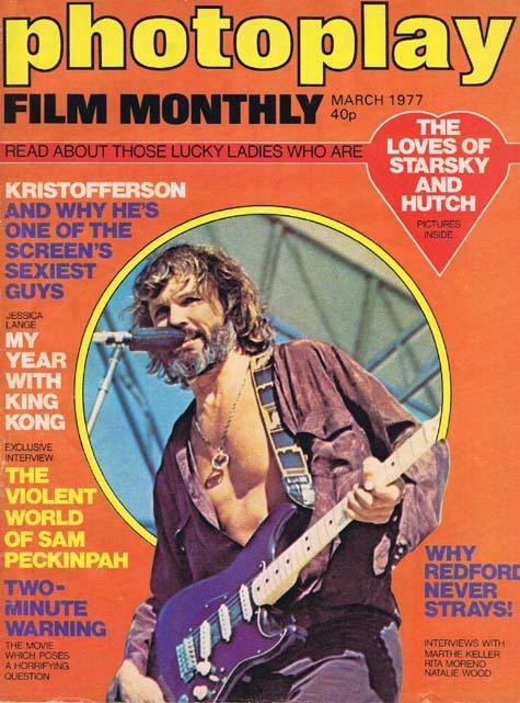PHOTOPLAY Film Monthly Magazine Mar 1977 Kris Kristofferson cover