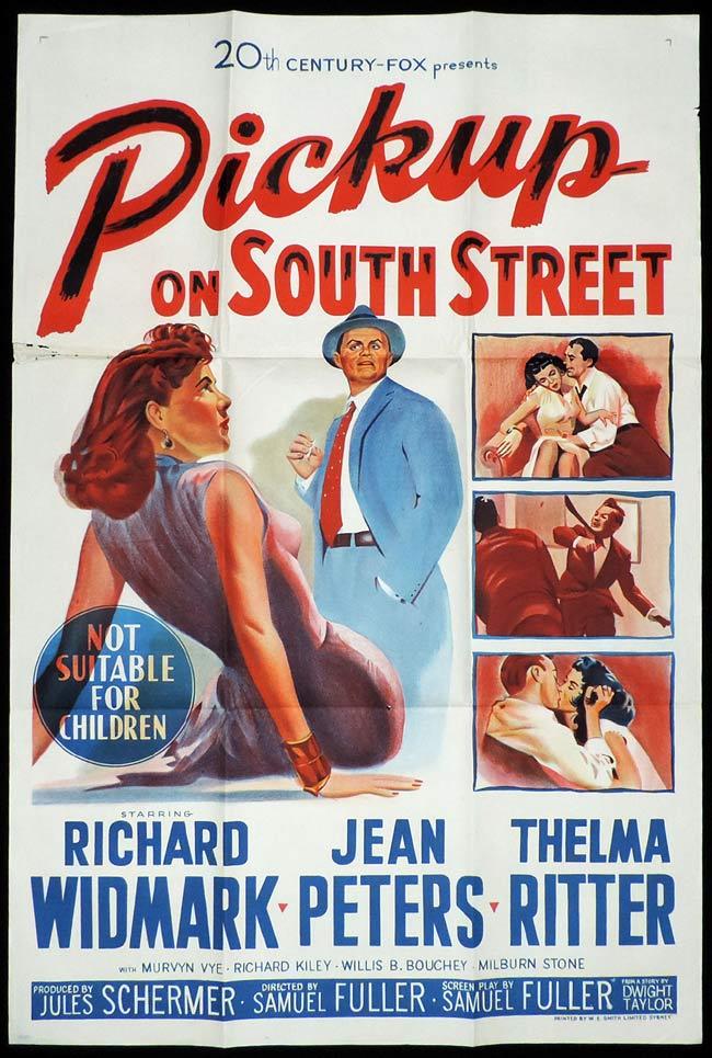 PICKUP ON SOUTH STREET Original One sheet Movie Poster Richard Widmark Jean Peters Thelma Ritter