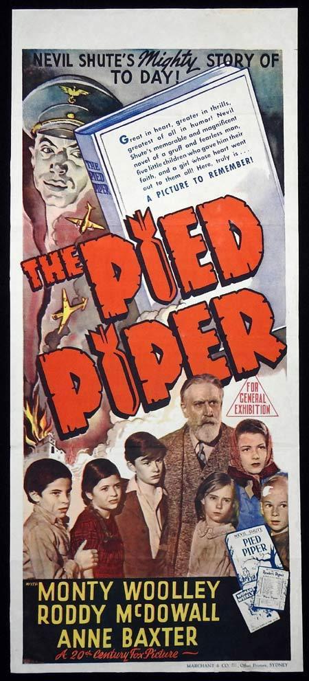 THE PIED PIPER Original Daybill Movie Poster Monty Woolley Roddy McDowall Anne Baxter Marchant