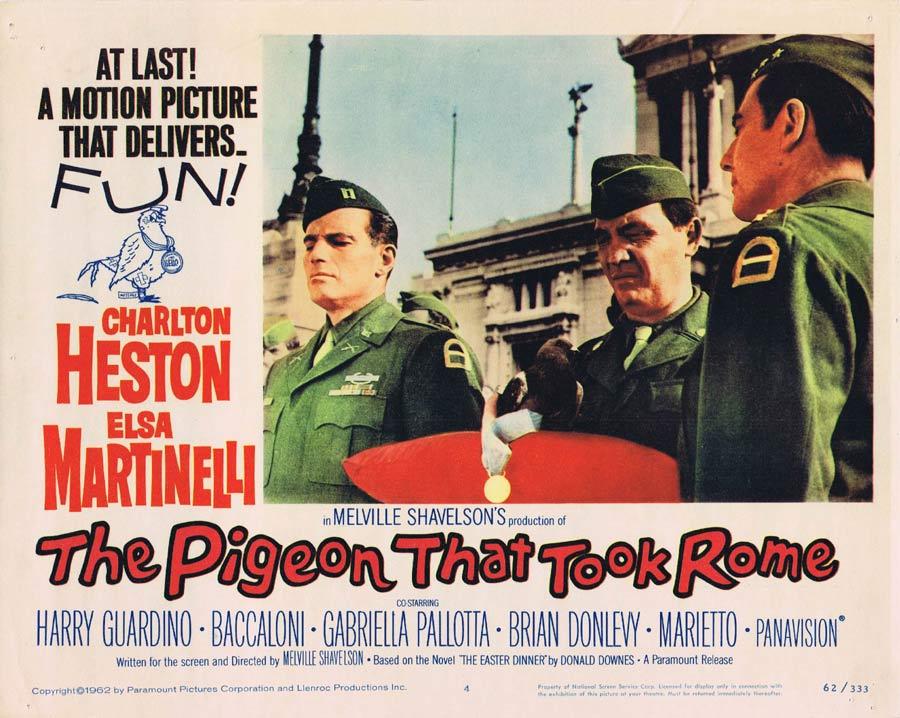THE PIGEON THAT TOOK ROME Lobby Card 4 Charlton Heston Harry Guardino