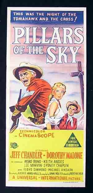PILLARS OF THE SKY Daybill Movie Poster Jeff Chandler Dorothy Malone Ward Bond