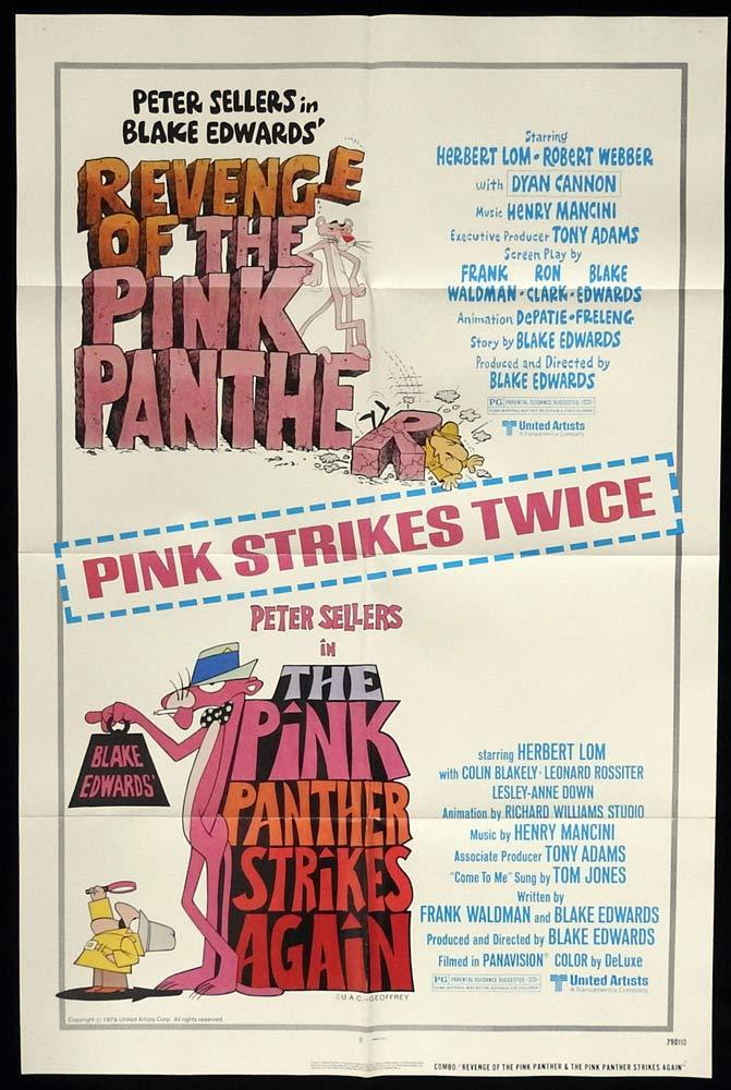 PINK PANTHER DOUBLE BILL Original US One sheet Movie poster Peter Sellers