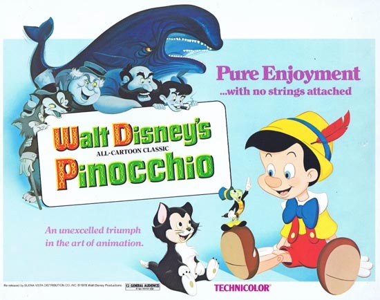 PINOCCHIO Title Lobby card 1978r Disney Classic