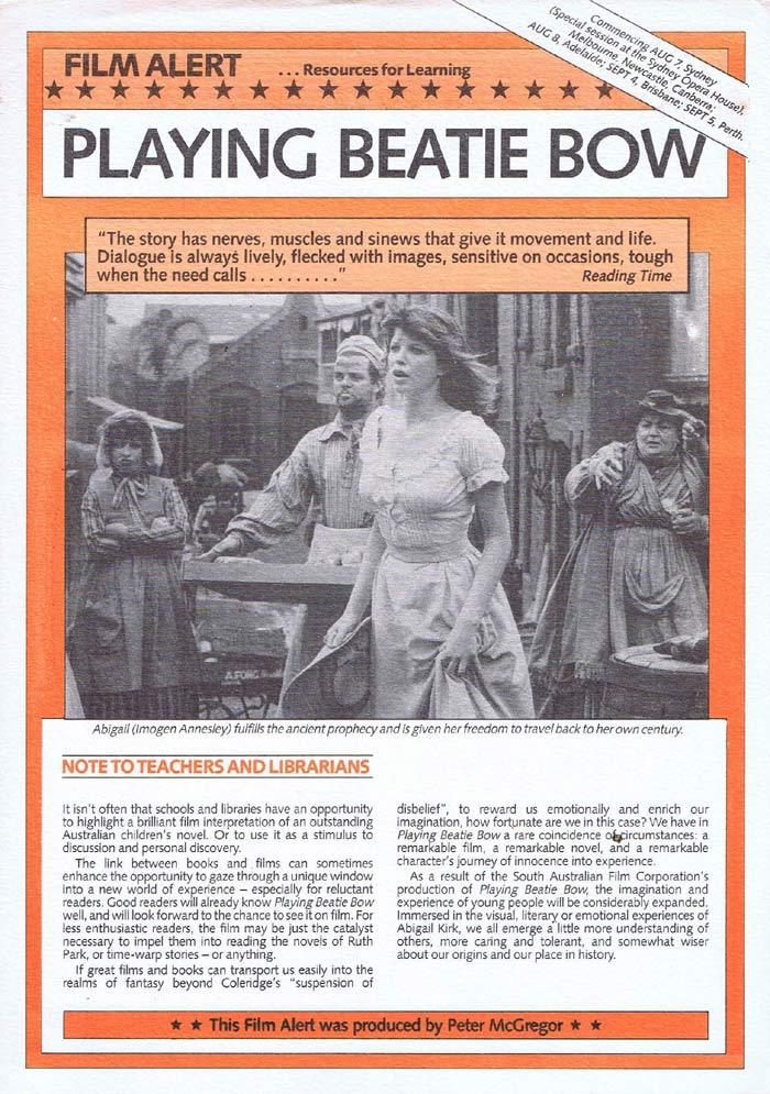 PLAYING BEATIE BOW Original Movie Study Guide Australian Donald Crombie