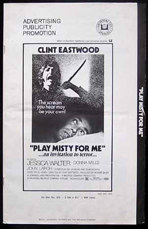 PLAY MISTY FOR ME 1971 Clint Eastwood Original Movie Poster