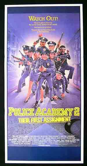 POLICE ACADEMY 2 Steve Guttenburg DREW STRUZAN ART Australian Daybill Movie poster