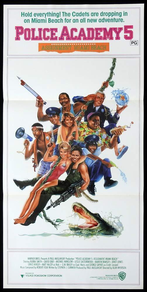 POLICE ACADEMY 5 Original Daybill Movie poster DREW STRUZAN Art Steve Guttenberg