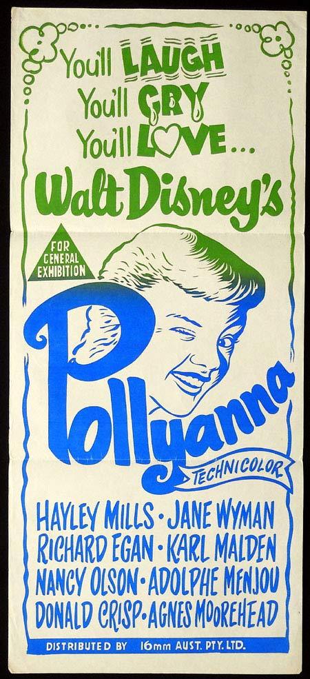 POLLYANNA Original Daybill Movie Poster Hayley Mills Jane Wyman 16mm release