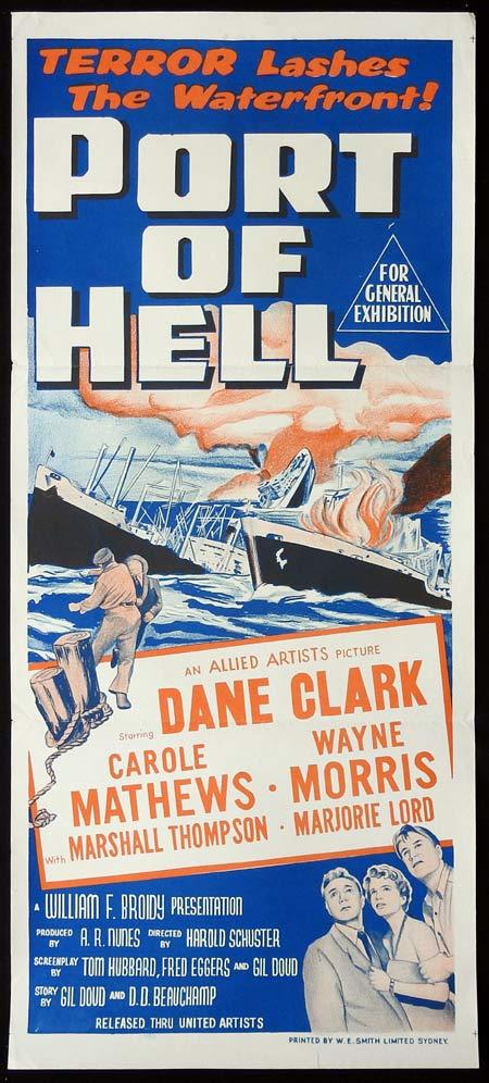 PORT OF HELL Original Daybill Movie Poster Dane Clark Carole Mathews Marshall Thompson