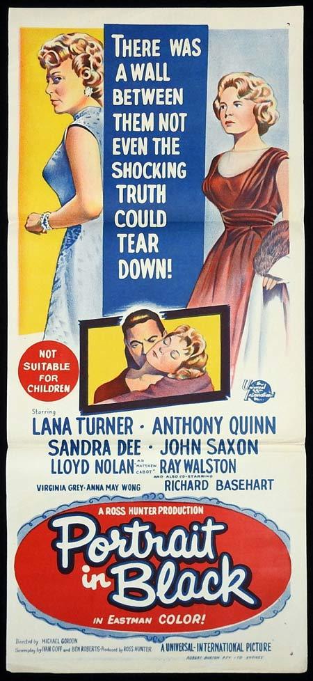 PORTRAIT IN BLACK Original Daybill Movie poster Lana Turner Anthony Quinn