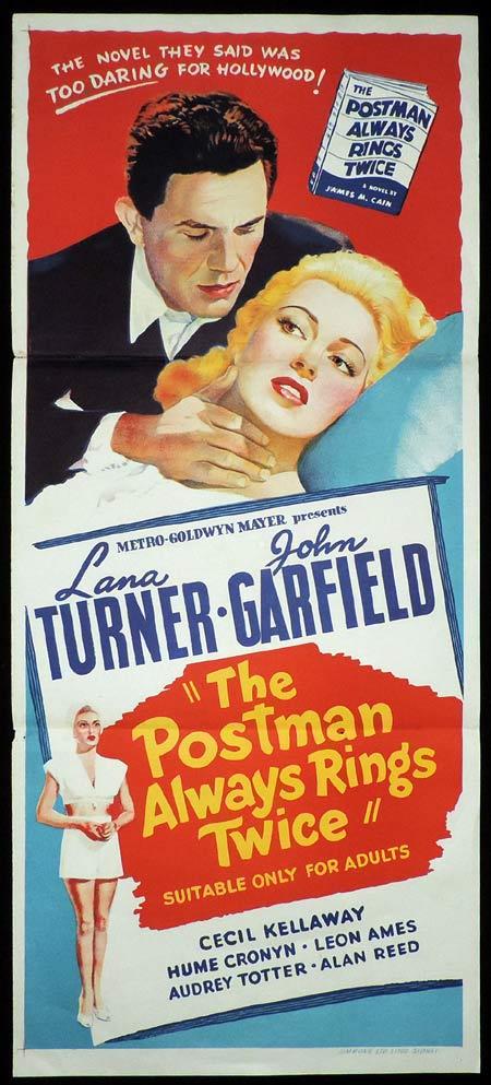 THE POSTMAN ALWAYS RINGS TWICE Original Daybill Movie Poster Lana Turner John Garfield