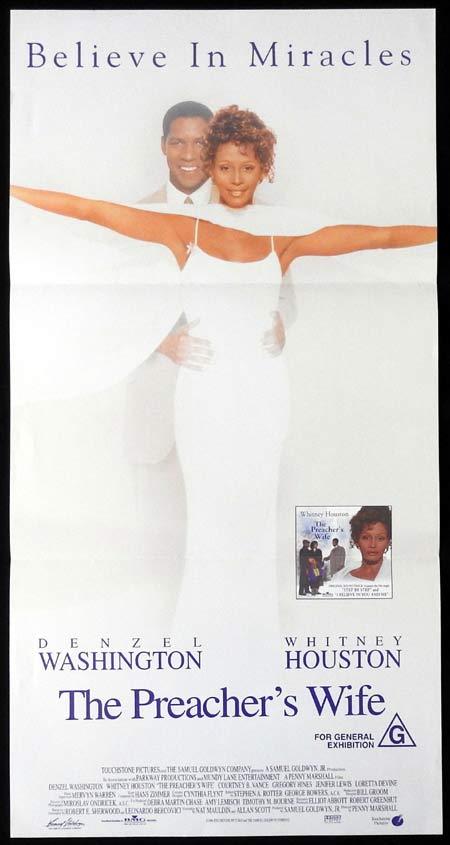 THE PREACHER’S WIFE Daybill Movie Poster WHITNEY HOUSTON Denzel Washington