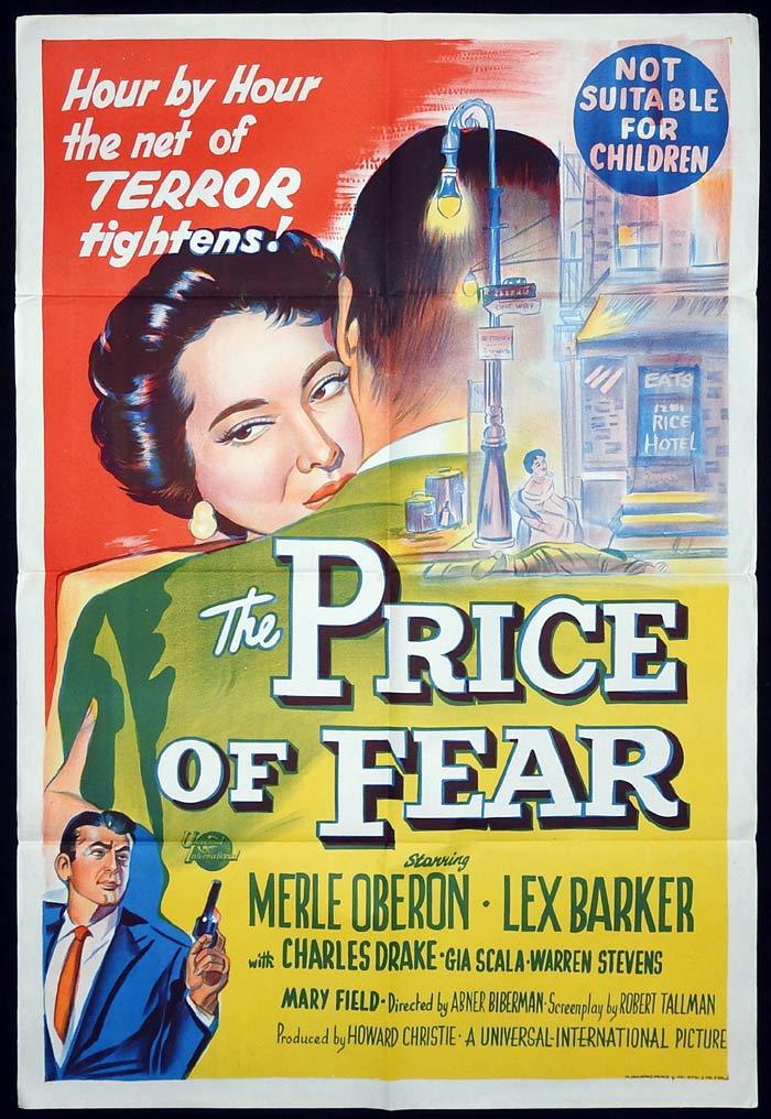 THE PRICE OF FEAR Original One sheet Movie poster Merle Oberon Lex Barker