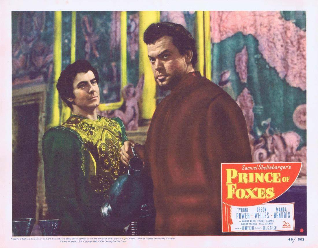 PRINCE OF FOXES Lobby Card 8 Tyrone Power Orson Welles
