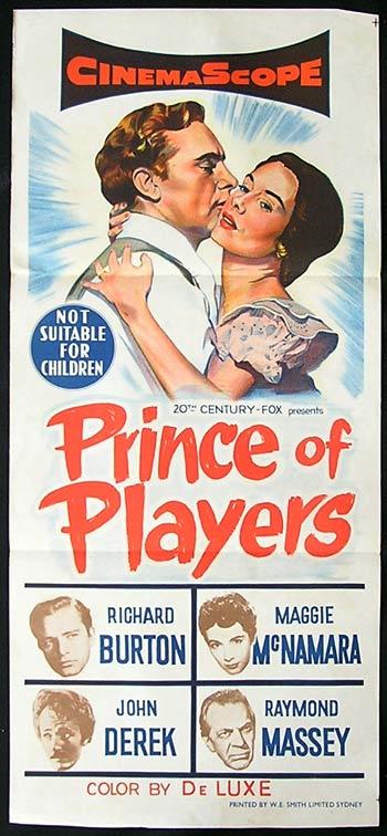 PRINCE OF PLAYERS ’55 Richard Burton RARE Daybill Movie poster