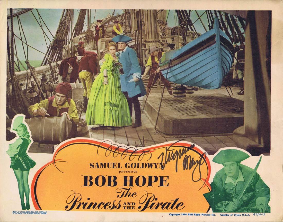 THE PRINCESS AND THE PIRATE Original Lobby Card Autographed by Virginia Mayo