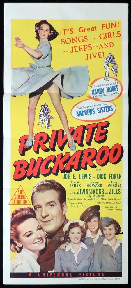 PRIVATE BUCKAROO Original Daybill Movie Poster The Andrews Sisters Harry James Marchant Art
