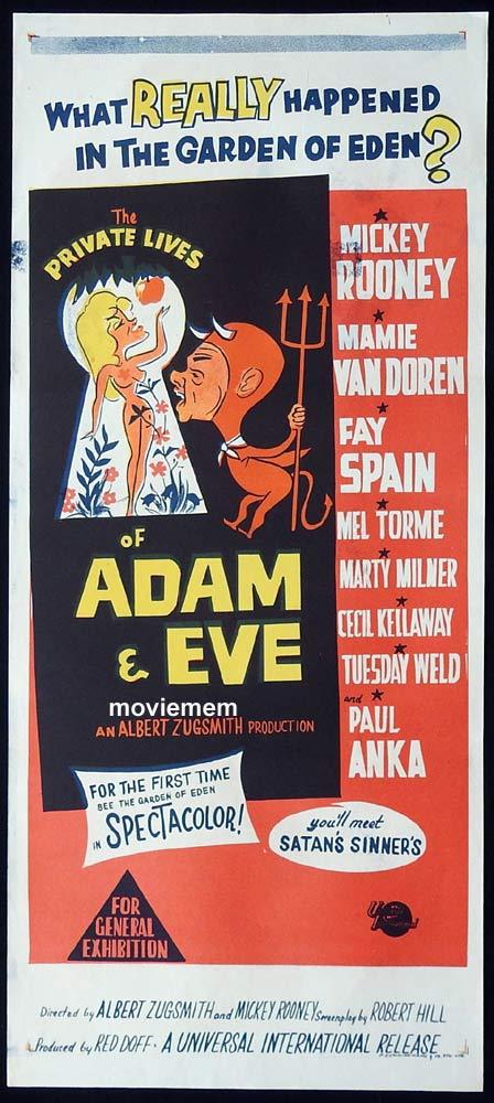 THE PRIVATE LIVES OF ADAM AND EVE Original Daybill Movie Poster Mickey Rooney