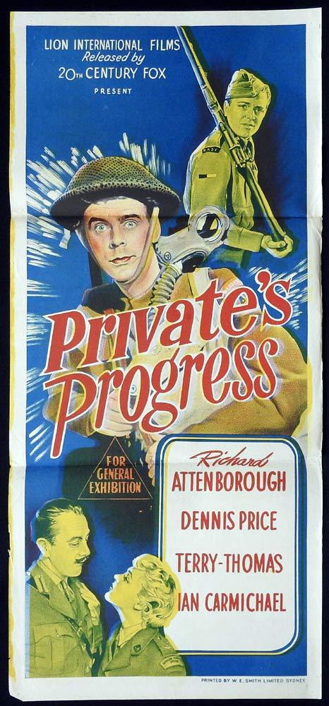 PRIVATES PROGRESS Original Daybill Movie poster  Ian Carmichael Richard Attenborough