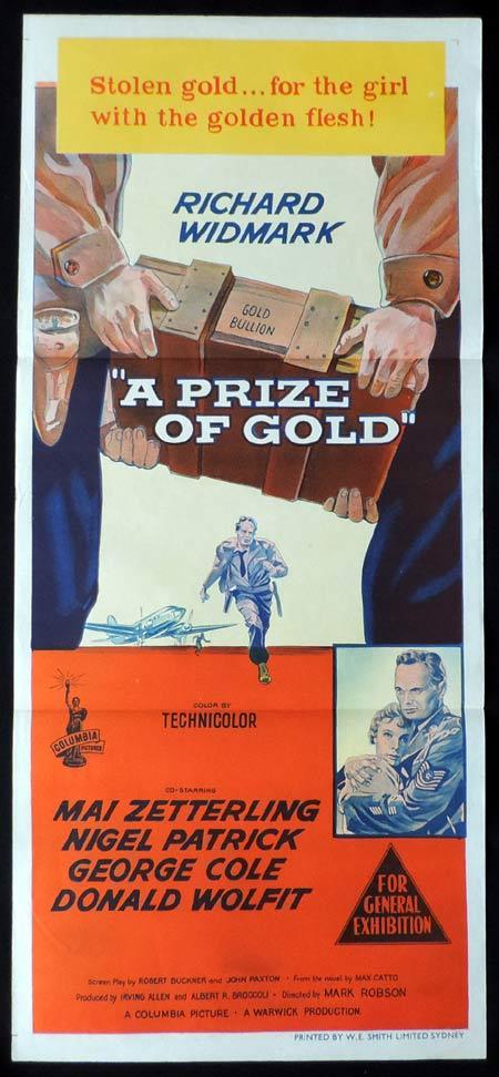 A PRIZE IN GOLD Original Daybill Movie Poster Richard Widmark