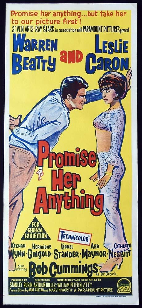 PROMISE HER ANYTHING Original Daybill Movie Poster Warren Beatty Leslie Caron