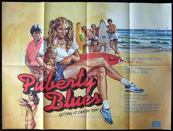 PUBERTY BLUES ’81 Surfing Chicks BERESFORD British Quad Movie poster