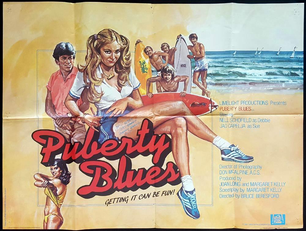 PUBERTY BLUES British Quad Movie poster BRUCE BERESFORD Surfing Chicks