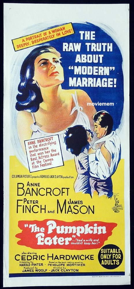 THE PUMPKIN EATER Original Daybill Movie Poster Anne Bancroft Peter Finch