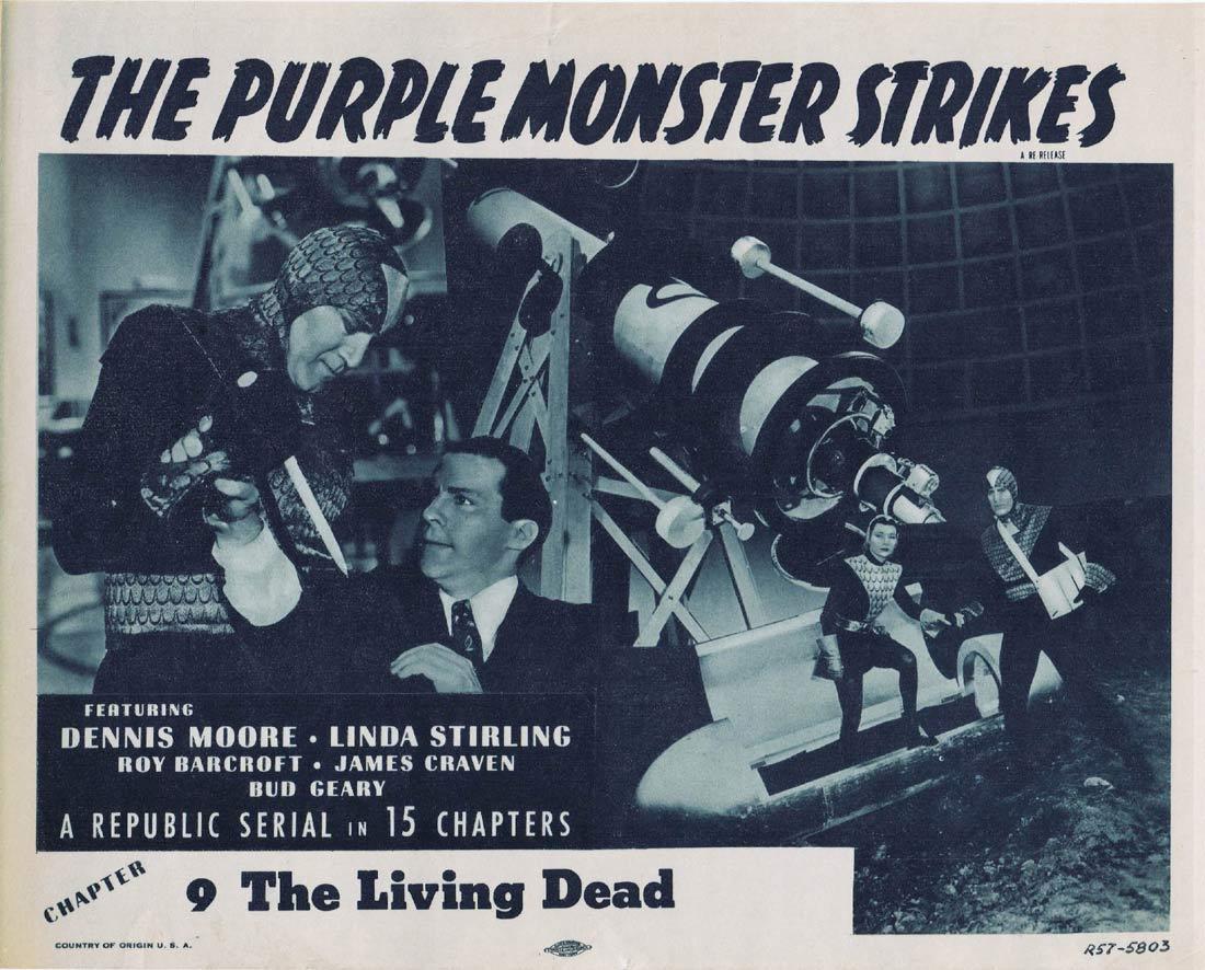 THE PURPLE MONSTER STRIKES Title Lobby Card THE DEMON KILLER 1957r Republic Serial