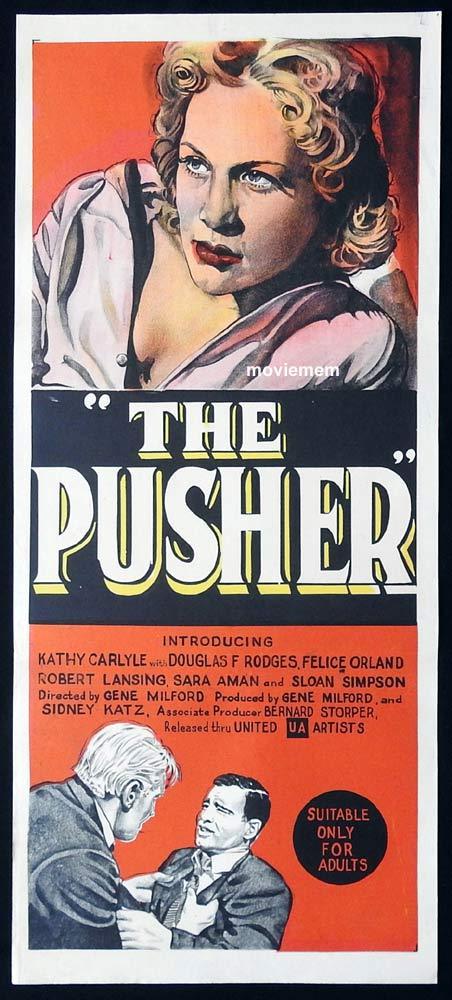 THE PUSHER Original Daybill Movie Poster Kathy Carlyle Robert Lansing