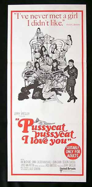PUSSYCAT PUSSYCAT I LOVE YOU Original daybill Movie poster Ian McShane 1970