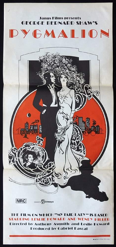 PYGMALION Original Daybill Movie Poster Leslie Howard Wendy Hiller 1970sr