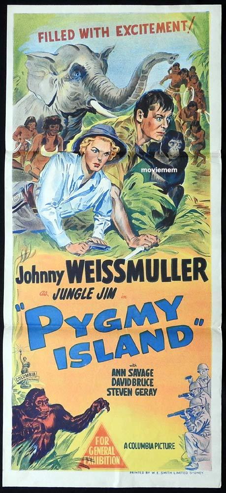 PYGMY ISLAND Original Daybill Movie poster Johnny Weissmuller Jungle Jim