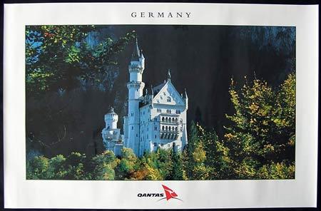 QANTAS Vintage Travel Poster c.1990s Germany