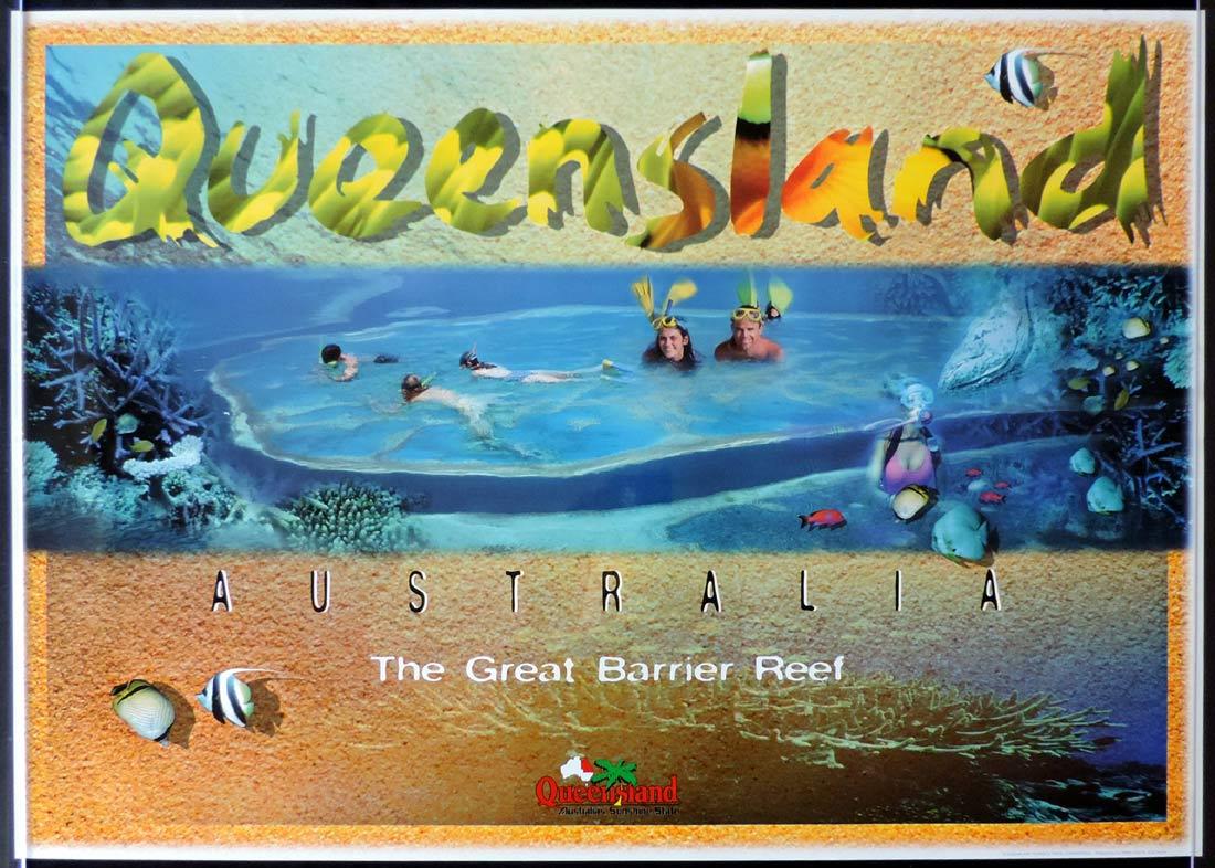 QUEENSLAND Vintage Travel poster GREAT BARRIER REEF 1990s