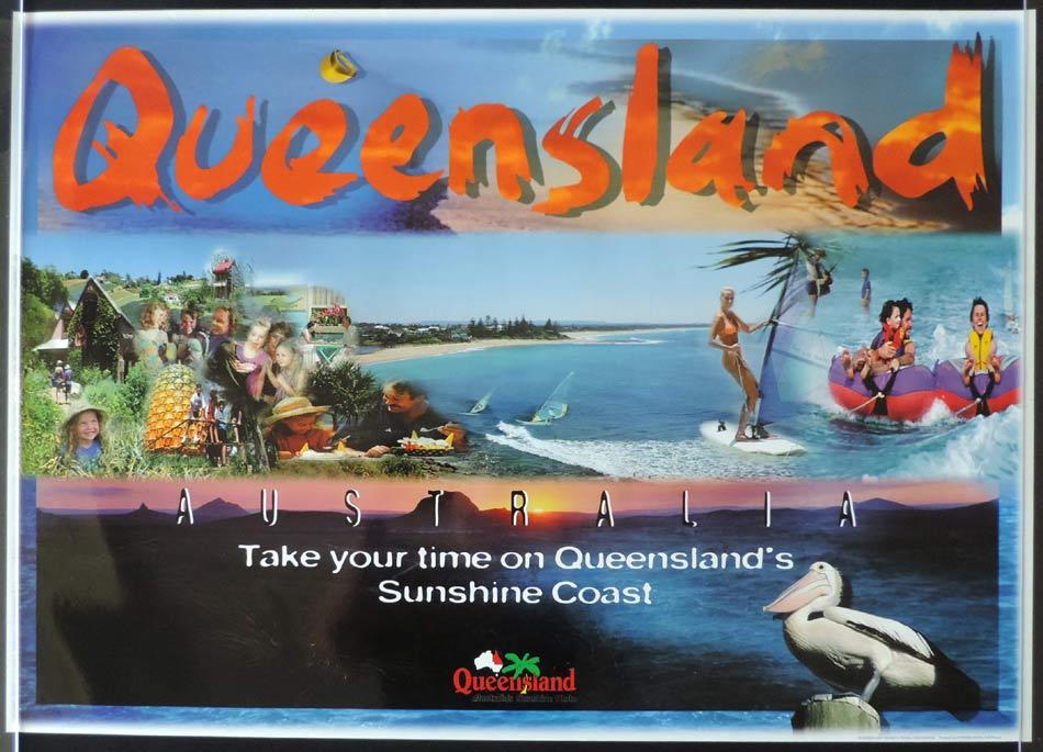 QUEENSLAND Vintage Travel poster THE SUNSHINE COAST 1990s