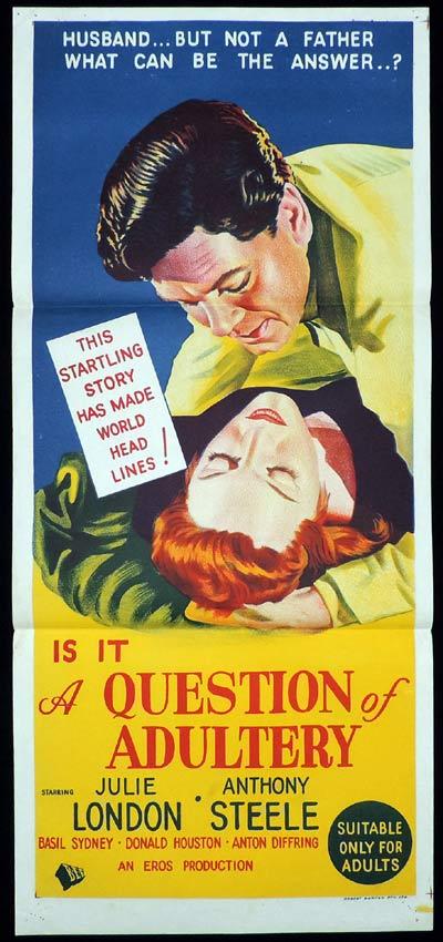 A QUESTION OF ADULTERY Daybill Movie poster Julie London Anthony Steel