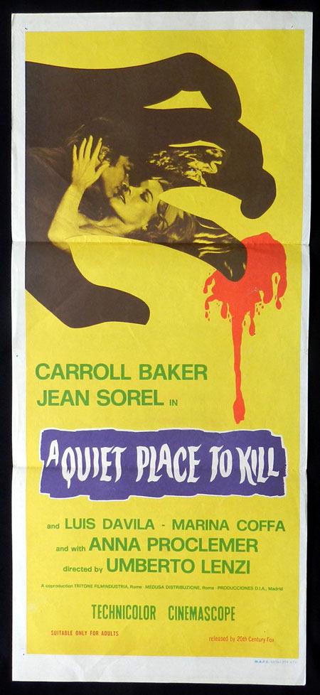 A QUIET PLACE TO KILL aka PARANOIA Daybill Movie Poster 1970 Carroll Baker GIALLO