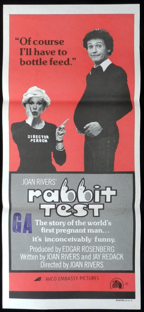THE RABBIT TEST 1978 Daybill Movie poster Joan Rivers Billy Crystal